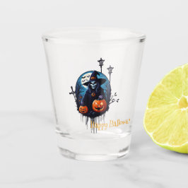 Eine lustige Halloween-Szene Schnapsglas