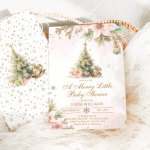 Eine lustige kleine Babydusche Rosa Gold Weihnacht Einladung