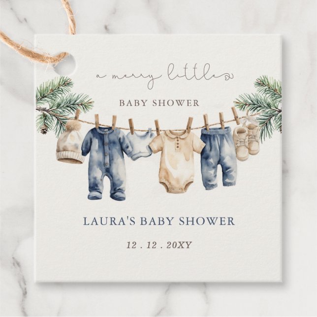 Eine lustige kleine Babydusche Weihnachtsdusche Geschenkanhänger (Vorderseite)