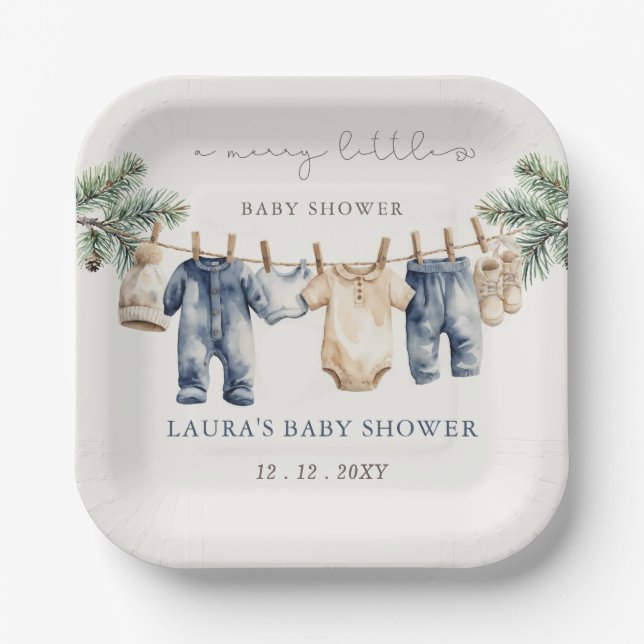 Eine lustige kleine Babydusche Weihnachtsdusche Pappteller (Vorderseite)