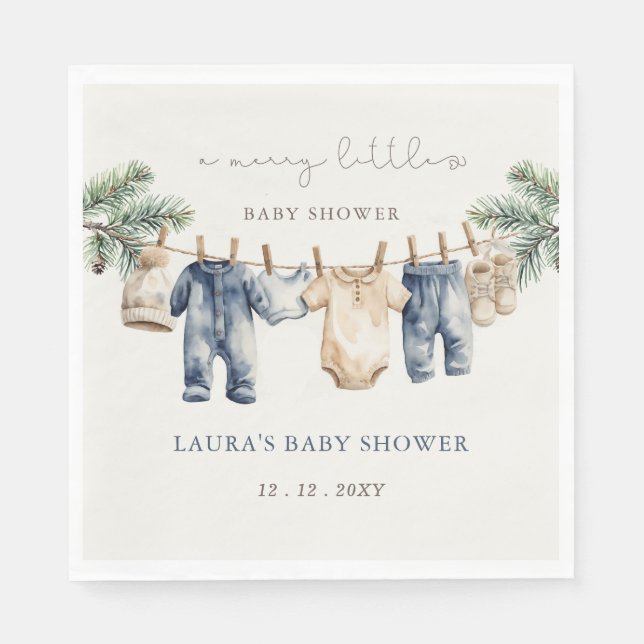 Eine lustige kleine Babydusche Weihnachtsdusche Serviette (Vorderseite)