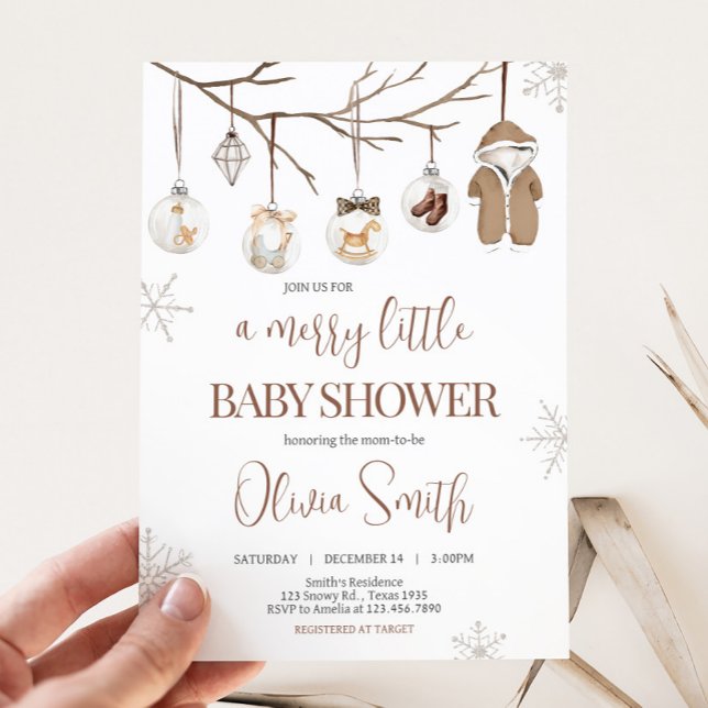 Eine lustige kleine Winter Weihnachtsdusche Einladung (Merry Little Baby Shower Invitation
)