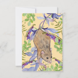 Eine lustige Maus in einem Dickicht von Blume. Dankeskarte