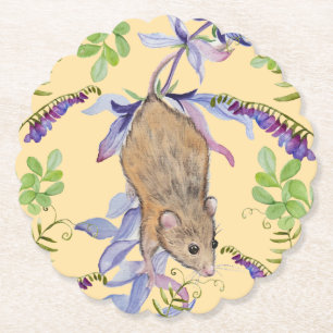 Eine lustige Maus in einem Dickicht von Blume. Untersetzer