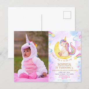 Eine magische Einhorn-und-Regenbogen-Geburtstagsfe Postkarte