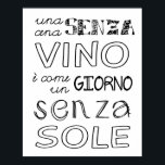 Eine Mahlzeit ohne Wein... Poster<br><div class="desc">Vergessen Sie nicht das alte italienische Sprichwort "Una cena senza vino e come un giorno senza sole",  ein Essen ohne Wein ist wie ein Tag ohne Sonne.</div>