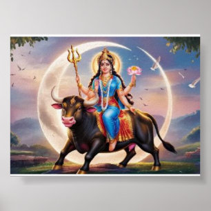 Eine majestätische Szene der hinduistischen Mutter Poster