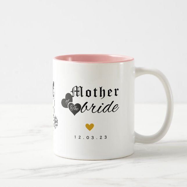 Eine Mama voller Stolz: Mutter der Braut Zwei-Tone Zweifarbige Tasse (Rechts)