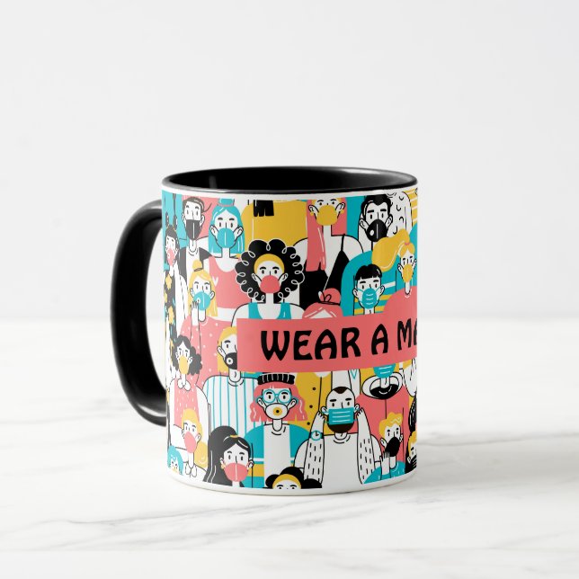 Eine Maske Tasse tragen (Vorderseite Links)