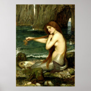 Eine Meerjungfrau (1901) ~ Kunsthandwerk-Leinwand Poster
