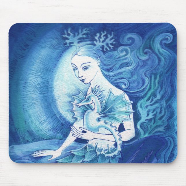 Eine Meerjungfrau und ihr Seepferd Mousepad (Vorne)