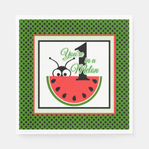 Eine Melone Ein Picknick Ameise mit Wassermelone Serviette
