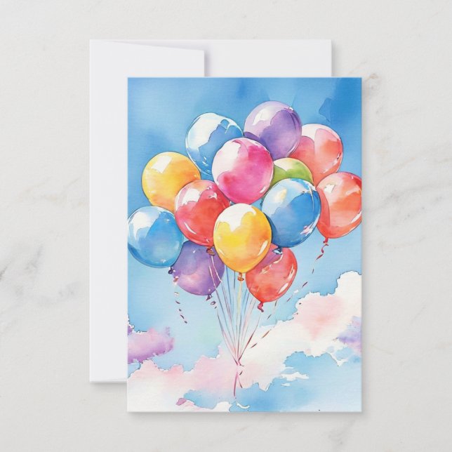 Eine Menge farbenfroher Aquarellballons Dankeskarte (Vorderseite)