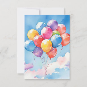 Eine Menge farbenfroher Aquarellballons Dankeskarte