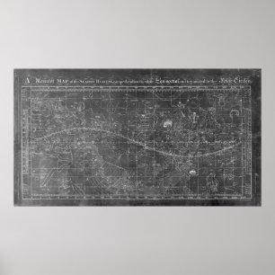 Eine Mercator-Karte der sternenklaren Himmel Poster