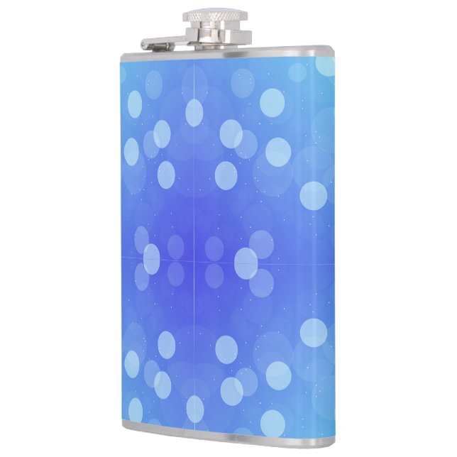 Eine Metallflasche mit einem lebendigen blauen Hin Flachmann (Links)