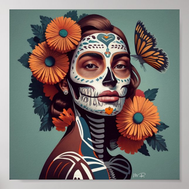 Eine mexikanische Frau feiert Dia de Los Muertos Poster (Vorne)