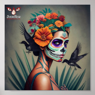 Eine mexikanische Frau feiert Dia de Los Muertos Poster
