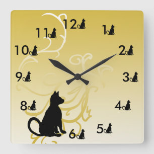 Eine Miezekatze-Katzen-Uhr der Miezekatze-zwei Quadratische Wanduhr
