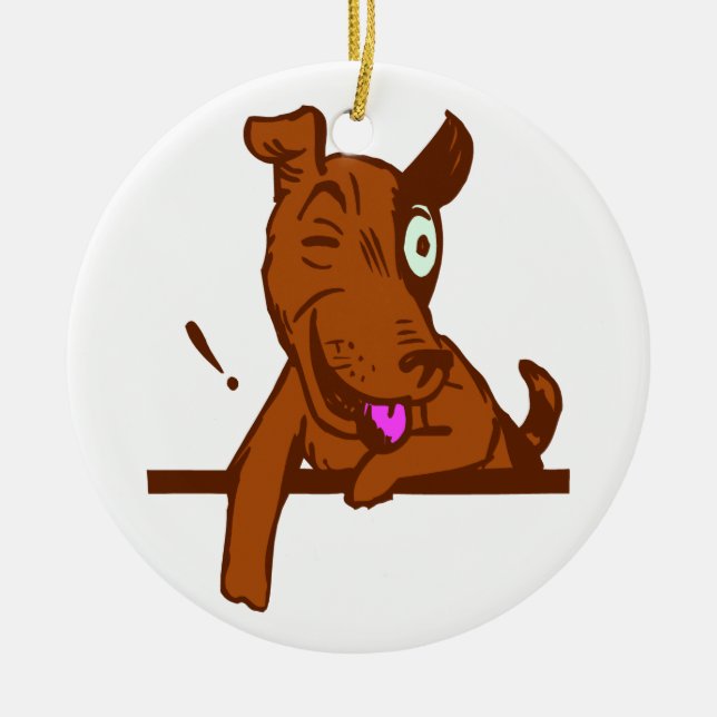 EINE MIT AUGEN HUNDErunde VERZIERUNG Keramik Ornament (Vorne)
