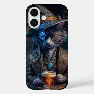 Eine mit Augen Zerkatze mit Bier iPhone 16 Hülle