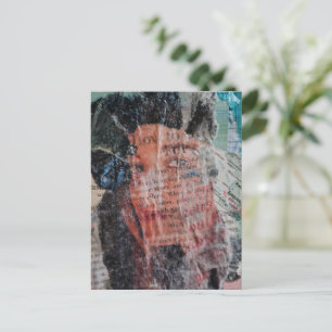 Eine Mixed-Media-Collage mit Gesicht Postkarte