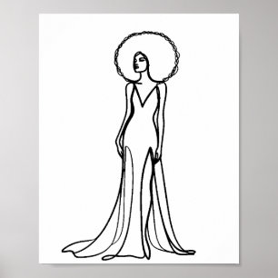 Eine Modekunst Zeichnend weibliche Linie Minimalis Poster