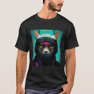 Eine moderne Ninja-Katze aus der Zukunft beobachte T-Shirt