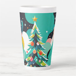 Eine moderne Weihnachtsbaumillustrierung 1 - Latte Milchtasse