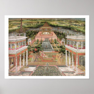 Eine Mogulprinzessin in ihrem Garten (Gouache auf Poster