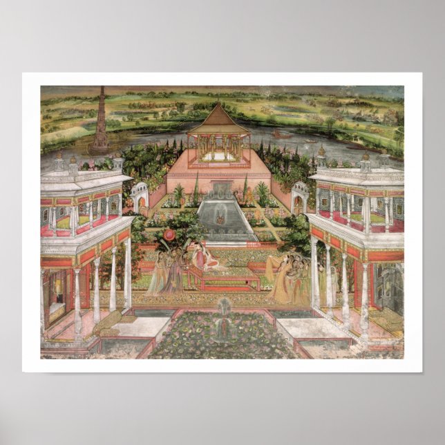 Eine Mogulprinzessin in ihrem Garten (Gouache auf  Poster (Vorne)