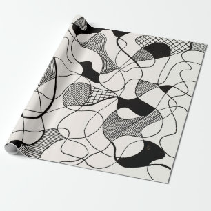 eine monochrome abstrakte Stift- und Farbskizze; U Geschenkpapier
