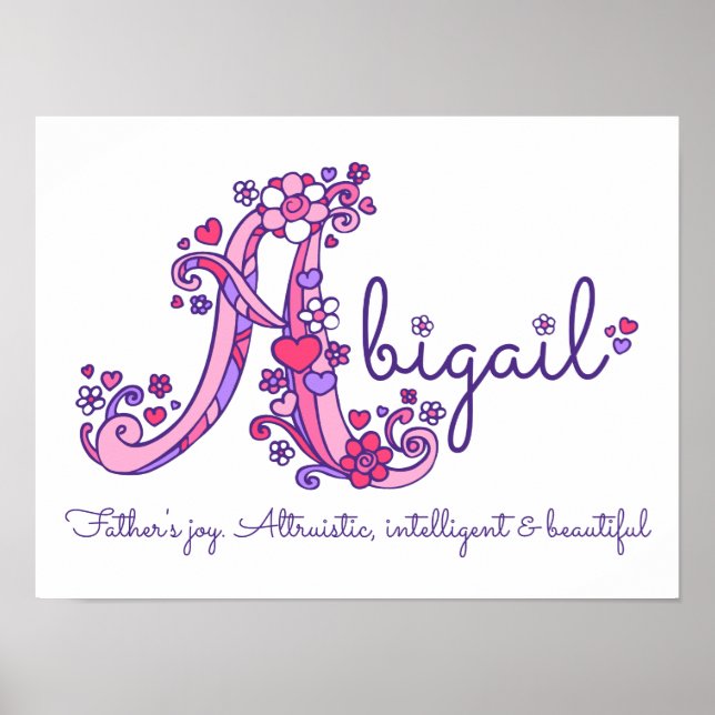 Eine Monogramm-Art Abigail-Mädchen-Name bedeutet P Poster (Vorne)