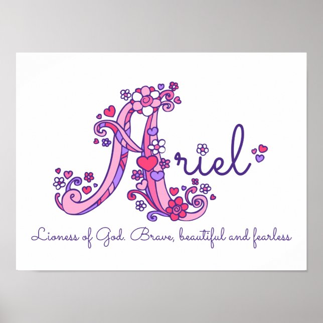 Eine monogramm Art Ariel Mädchen Name bedeutet Pos Poster (Vorne)