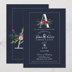 Eine Monogramm letzte erste Hochzeit mit moderner Einladung