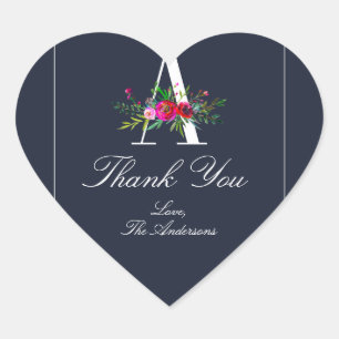 Eine Monogramm letzte erste Hochzeit mit moderner  Herz-Aufkleber