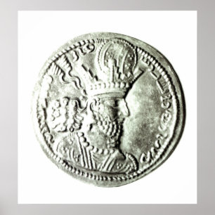 Eine Münze, die Profil von Shapur II darstellt, Poster