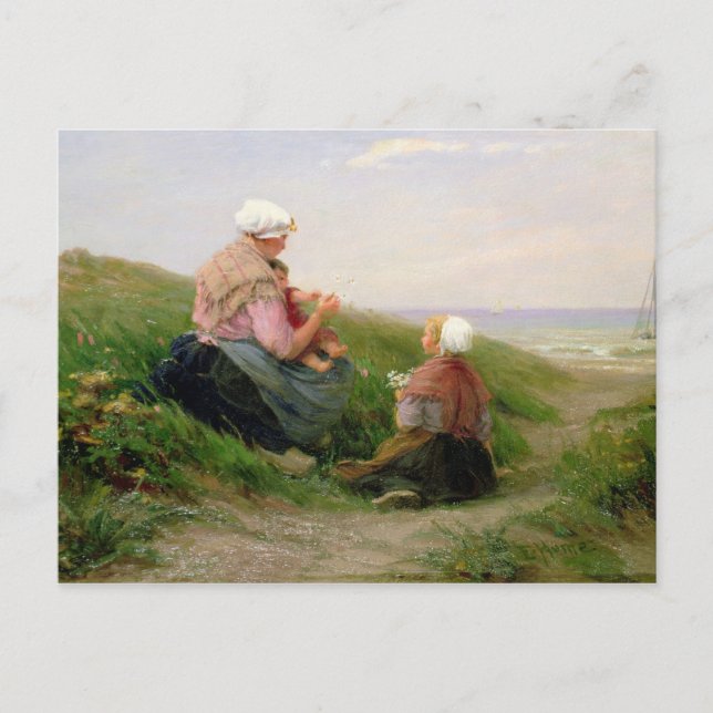 Eine Mutter und ihre kleinen Kinder Postkarte (Vorderseite)