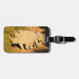 Eine Mutter-und Kalb-weißes Nashorn in Südafrika Gepäckanhänger