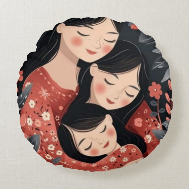 Eine Mutter verkneifen Rundes Kissen (Vorderseite)
