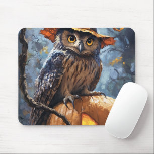 Eine mysteriöse, charmante Eule, die einen orangef Mousepad