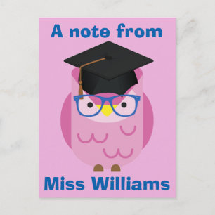 Eine Nachricht von der Lila Postkarte des Lehrers