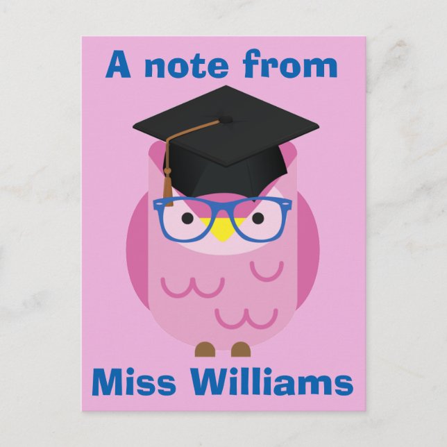 Eine Nachricht von der Lila Postkarte des Lehrers (Vorderseite)