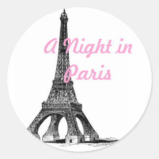 Eine Nacht in Paris Runder Aufkleber