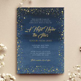 Eine Nacht unter den Sternen Gold Navy Blue Prom Einladung