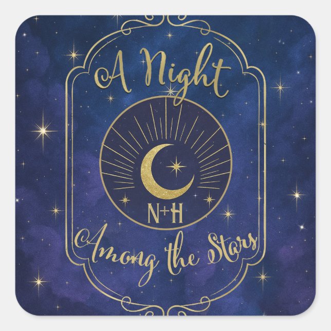 Eine Nacht zwischen den Sternen Himmelskies Hochze Quadratischer Aufkleber (Vorderseite)