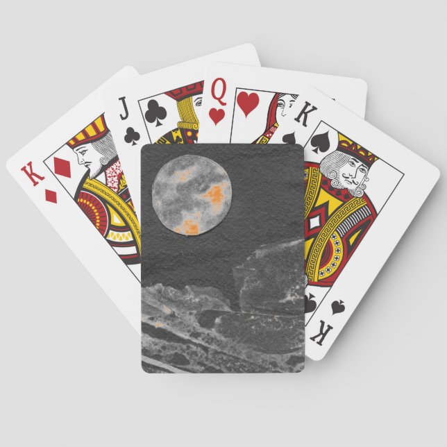 Eine nahe Sicht auf Fantasiewelten und ihre Monde Spielkarten (Rückseite)