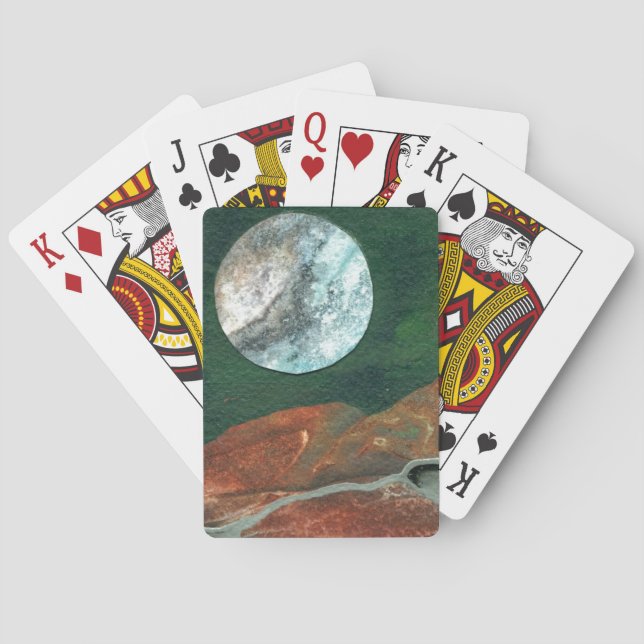 Eine nahe Sicht auf Fantasiewelten und ihre Monde Spielkarten (Rückseite)