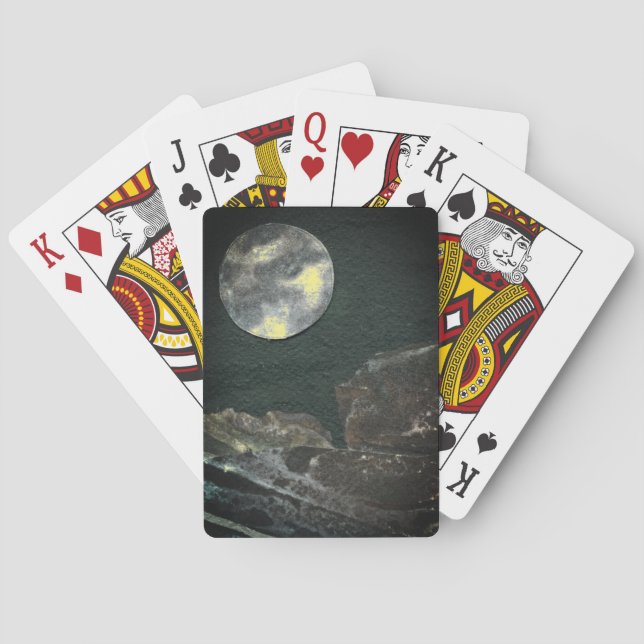 Eine nahe Sicht auf Fantasiewelten und ihre Monde Spielkarten (Rückseite)