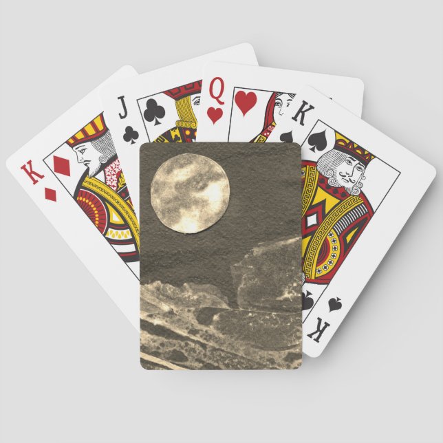 Eine nahe Sicht auf Fantasiewelten und ihre Monde Spielkarten (Rückseite)